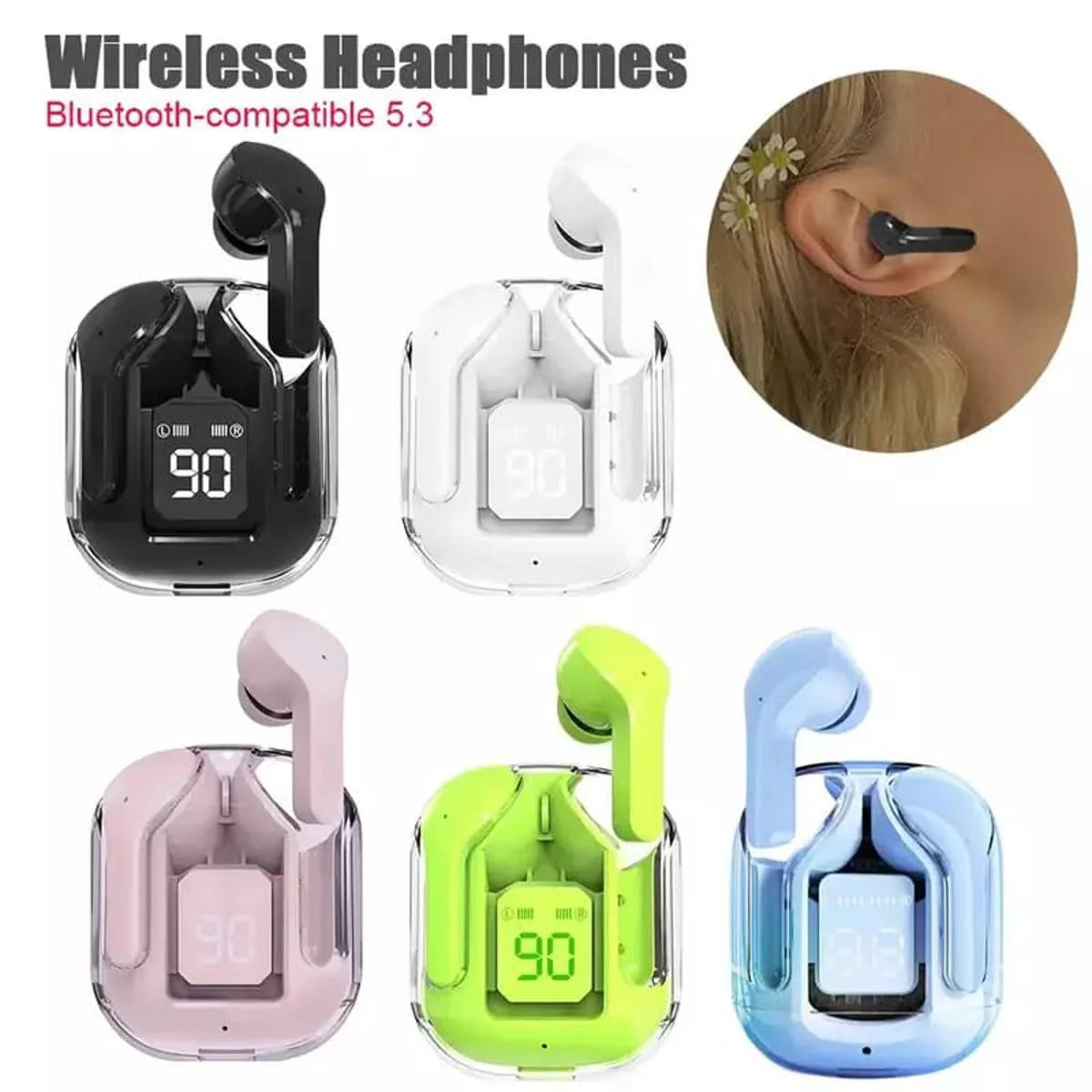 Wireless Bluetooth Earbuds with Digital Display Charging Case