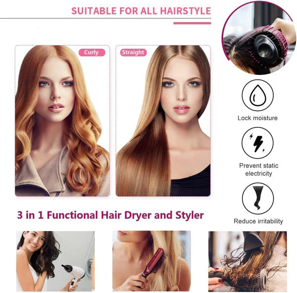 One-Step 4-in-1 Hot Air Brush – Dryer, Curler & Straightener