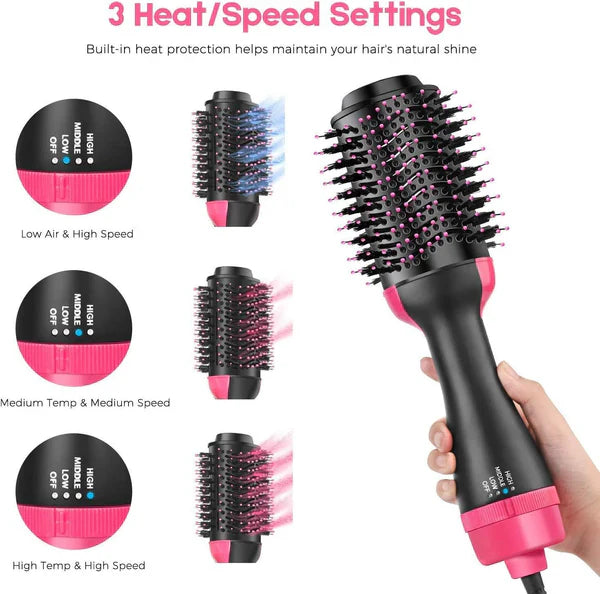 One-Step 4-in-1 Hot Air Brush – Dryer, Curler & Straightener