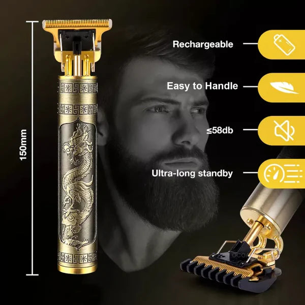 Vintage T9 Rechargeable Hair Trimmer - Premium Metal Body