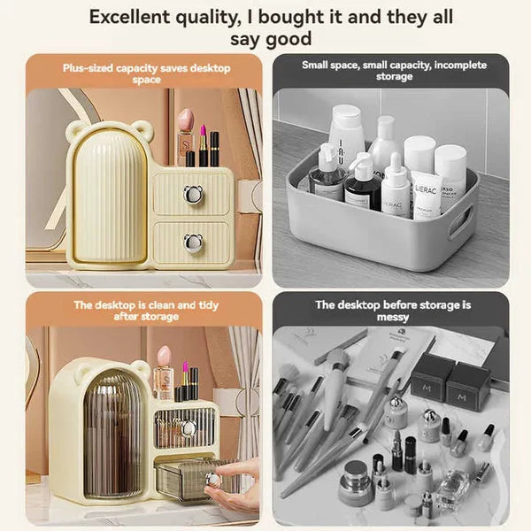 360° Rotating Makeup Organizer - Dust-Proof Beauty Storage Box