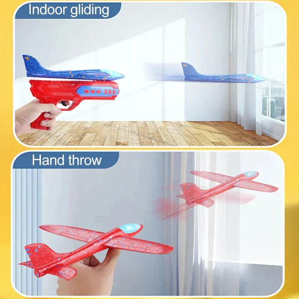 Catapult Glider Gun Toy –Glow Foam Plane Launcher with 10M Range