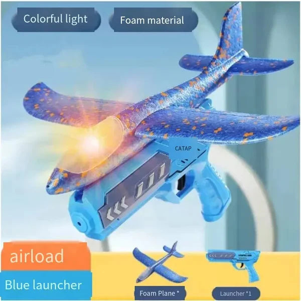 Catapult Glider Gun Toy –Glow Foam Plane Launcher with 10M Range