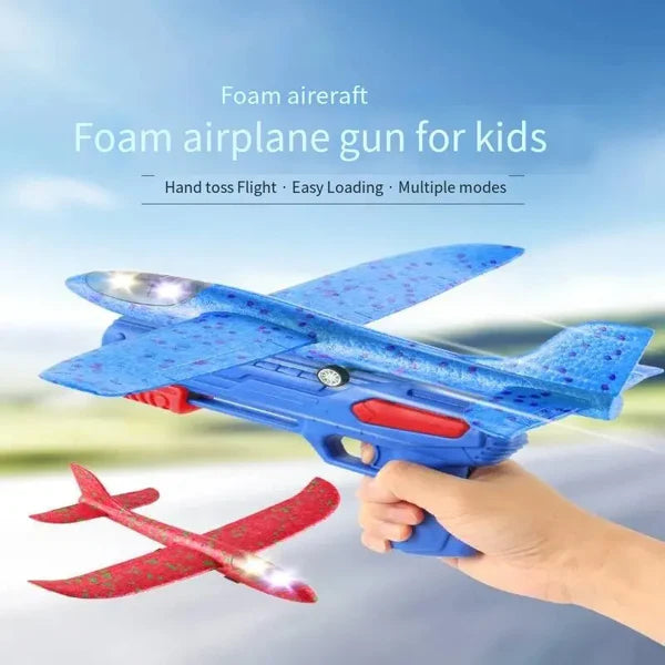 Catapult Glider Gun Toy –Glow Foam Plane Launcher with 10M Range