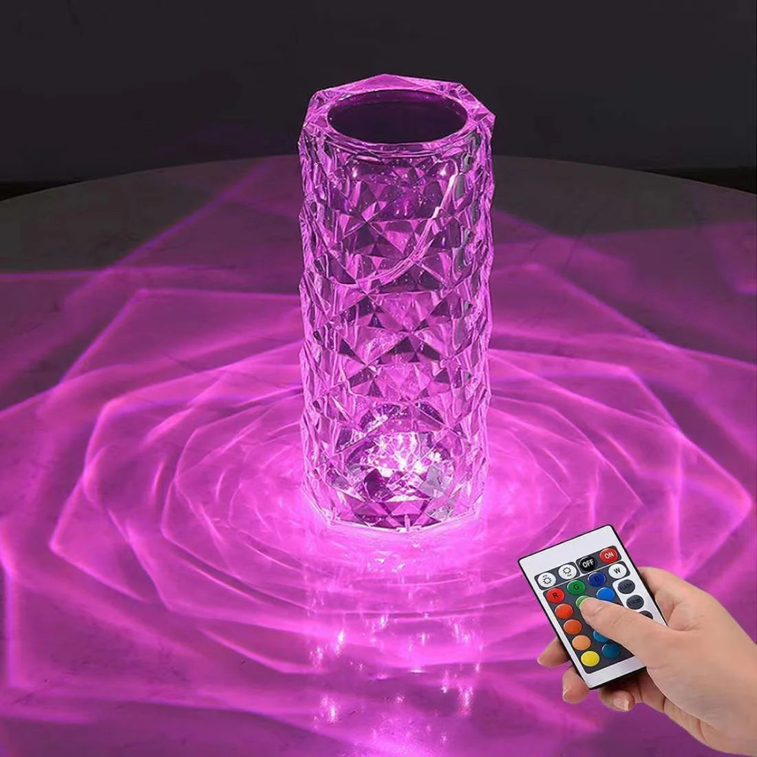 Crystal Diamond Table Lamp – RGB 16 Color Touch & Remote Control
