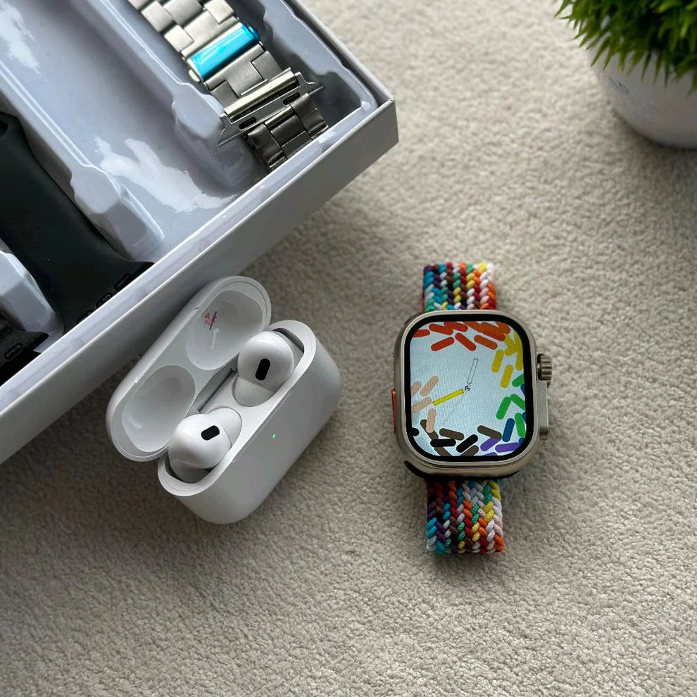i20 Ultra Max Smartwatch Suit , 10-in-1 Set with AirPods Pro