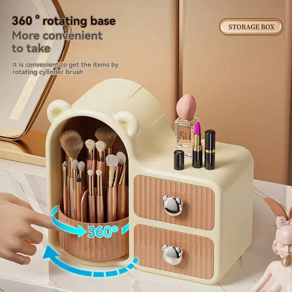 360° Rotating Makeup Organizer - Dust-Proof Beauty Storage Box