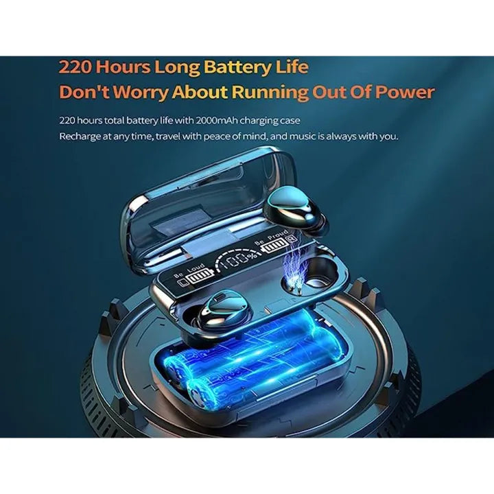Black M10 TWS Wireless Earbuds - Bluetooth 5.1 + Charging Case