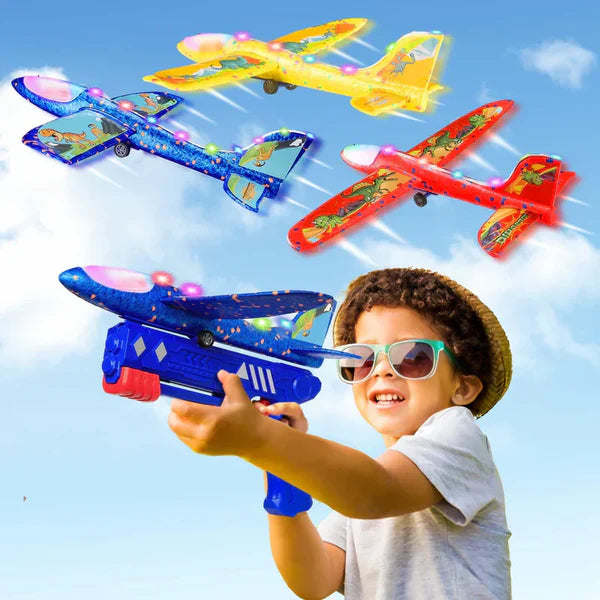 Catapult Glider Gun Toy –Glow Foam Plane Launcher with 10M Range