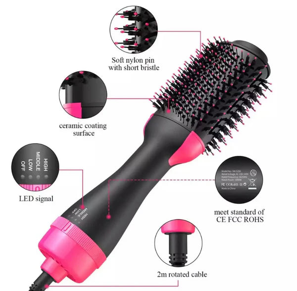 One-Step 4-in-1 Hot Air Brush – Dryer, Curler & Straightener