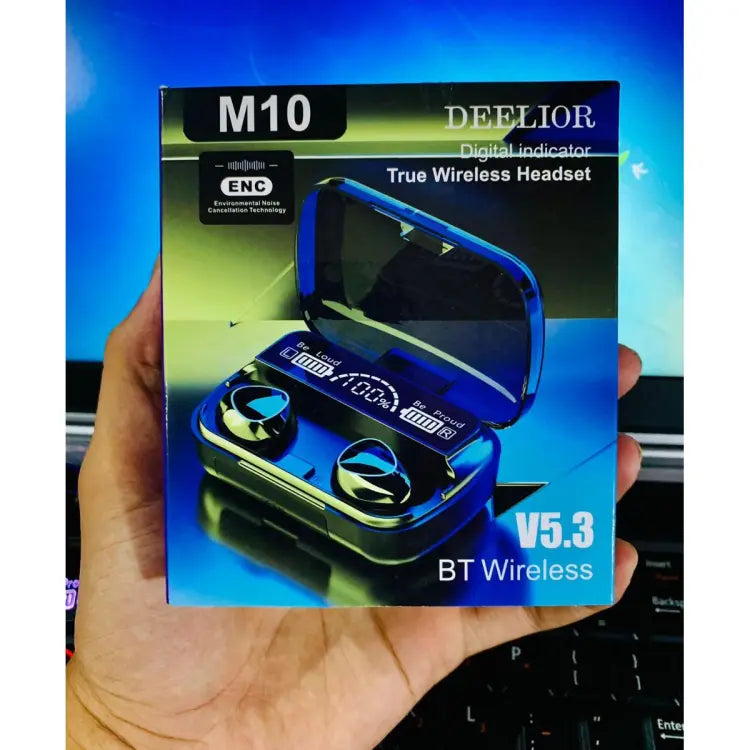 Black M10 TWS Wireless Earbuds - Bluetooth 5.1 + Charging Case